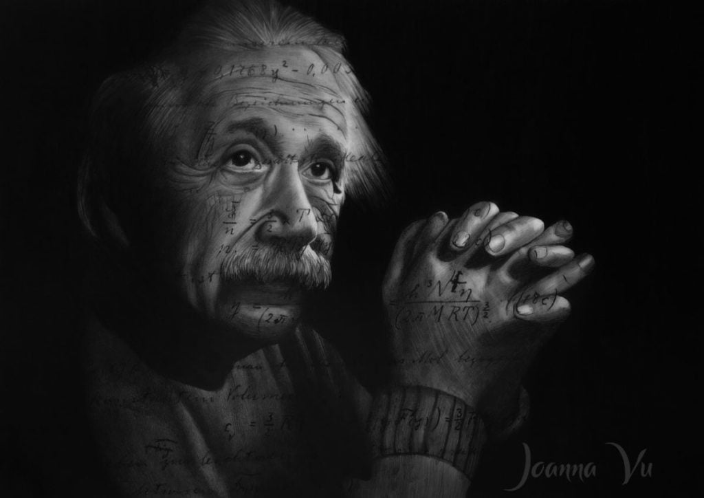 Albert Einstein Double Exposure Drawing