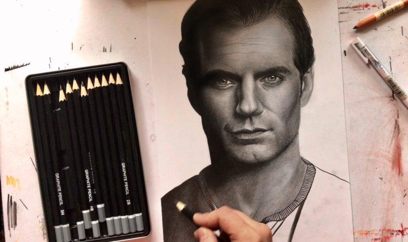 Drawing Henry Cavill with budget graphite pencils